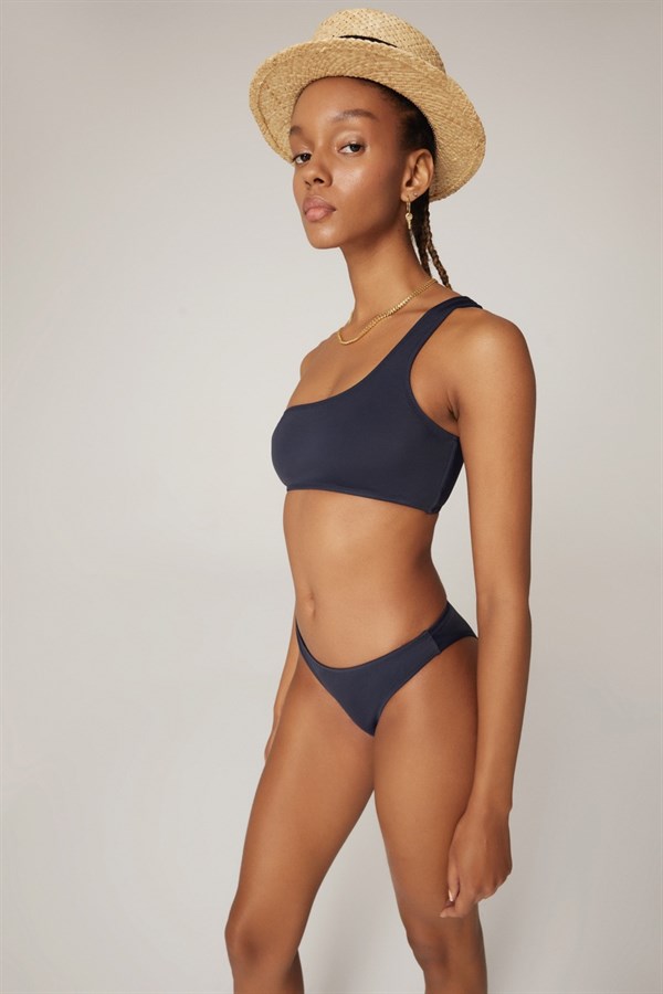 Haracci - Auretta Tek Omuzlu Brazilian Derin Koyu Lacivert Bikini Set