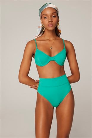 Haracci - Solana Pinup Yüksek Belli Yeşil Bikini Set