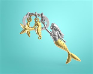Metalmorphose - Deniz Kızı Anahtarlık - Gümüş- Dore