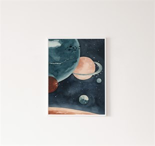Wallthinks  Planets   Fine Art Baskı